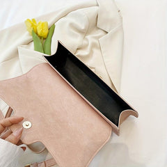 Textured PU Leather Underarm Bag Versatile Baguette Purse