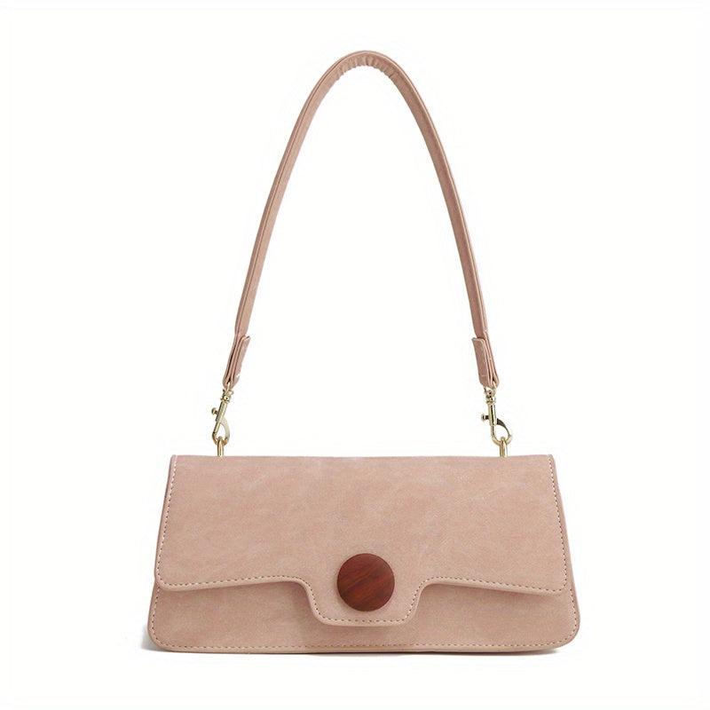 Textured PU Leather Underarm Bag Versatile Baguette Purse