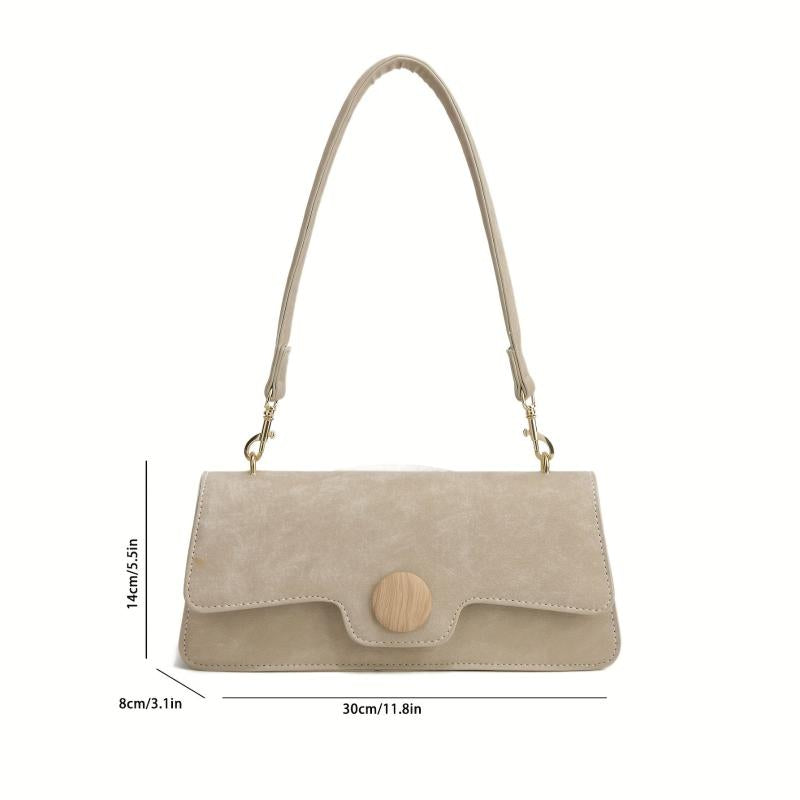 Textured PU Leather Underarm Bag Versatile Baguette Purse