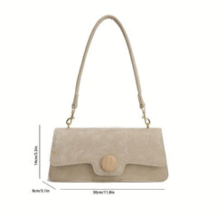 Textured PU Leather Underarm Bag Versatile Baguette Purse