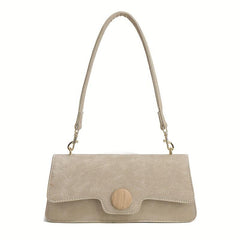 Textured PU Leather Underarm Bag Versatile Baguette Purse