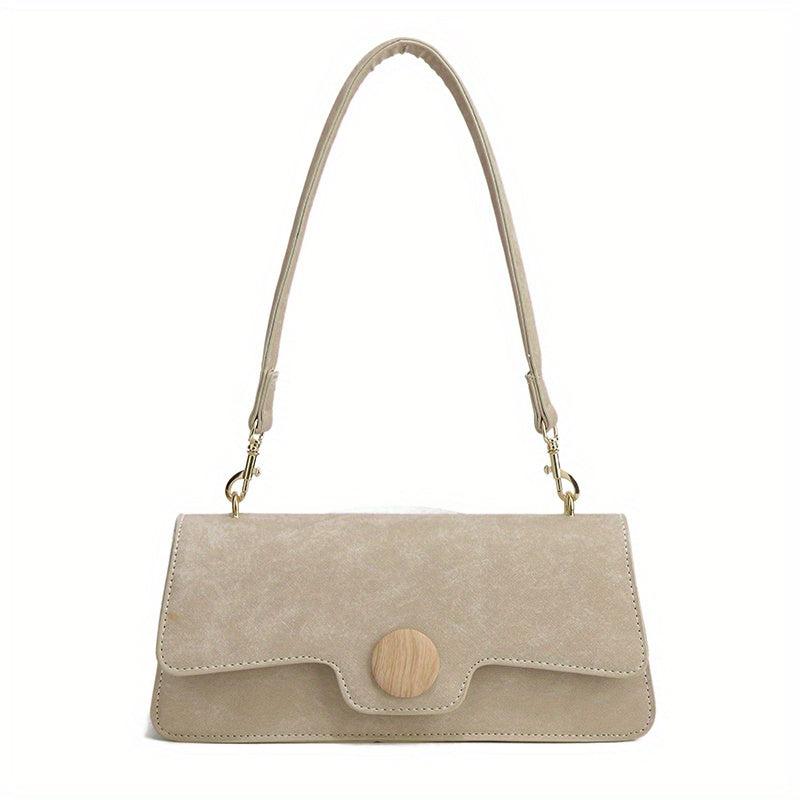 Textured PU Leather Underarm Bag Versatile Baguette Purse