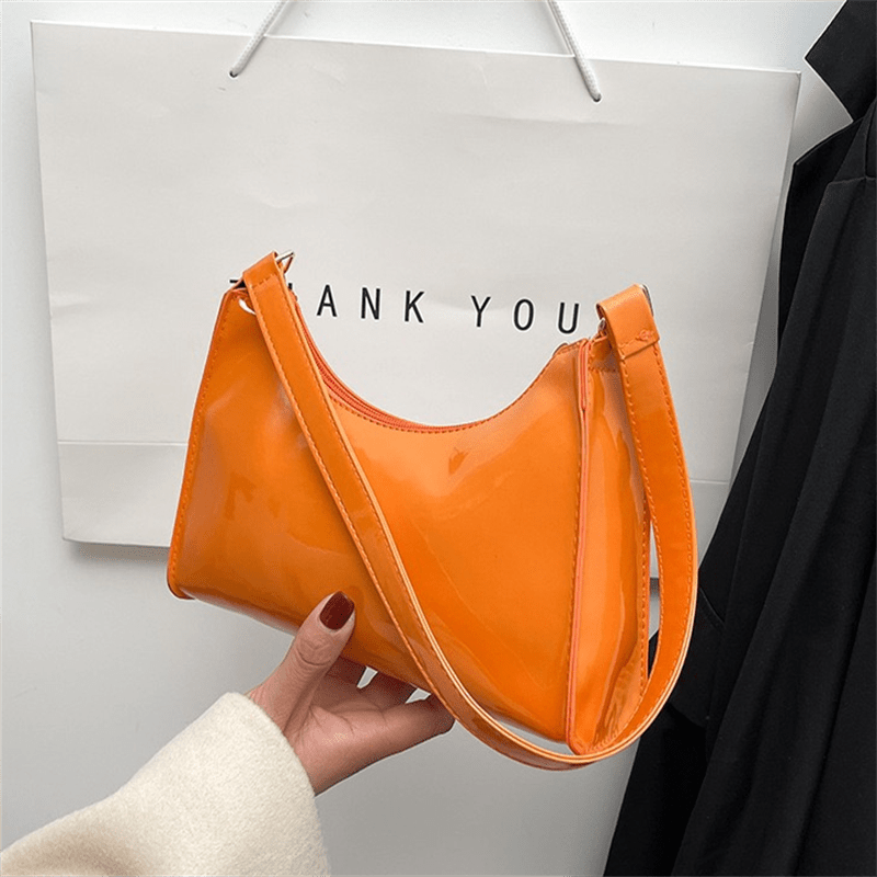 Solid PU Leather Underarm Bag for Women