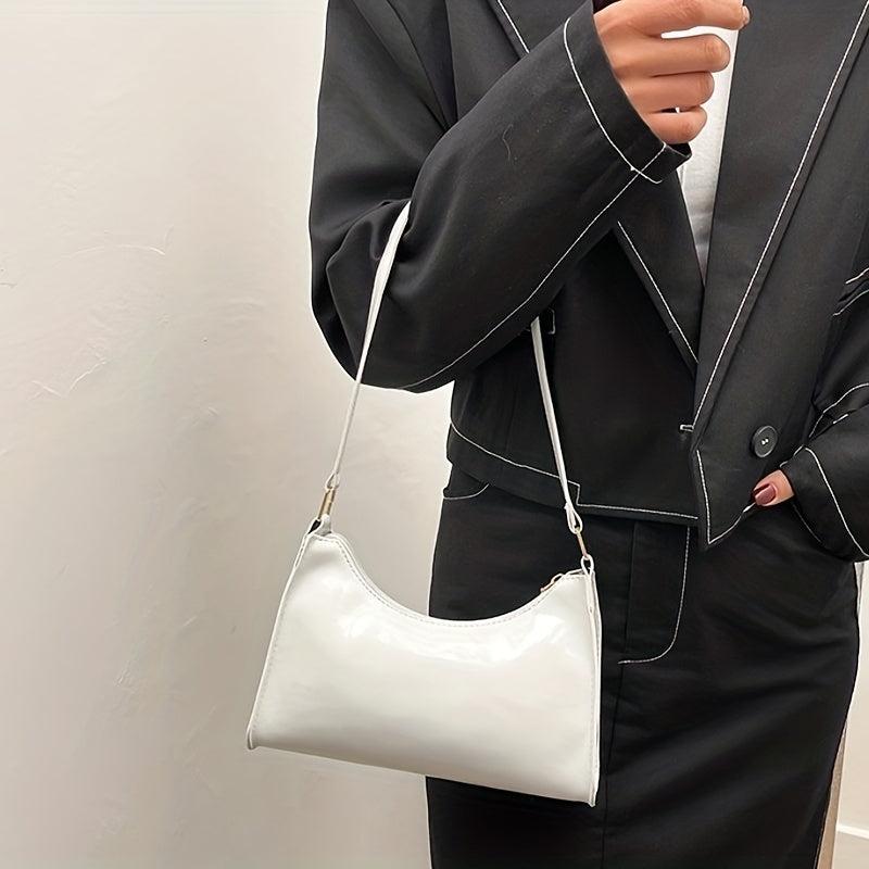 Solid PU Leather Underarm Bag for Women