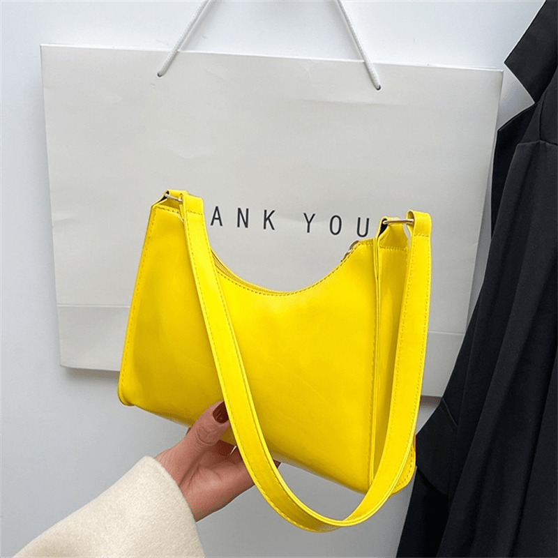 Solid PU Leather Underarm Bag for Women