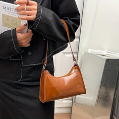 Solid PU Leather Underarm Bag for Women