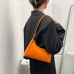 Solid PU Leather Underarm Bag for Women