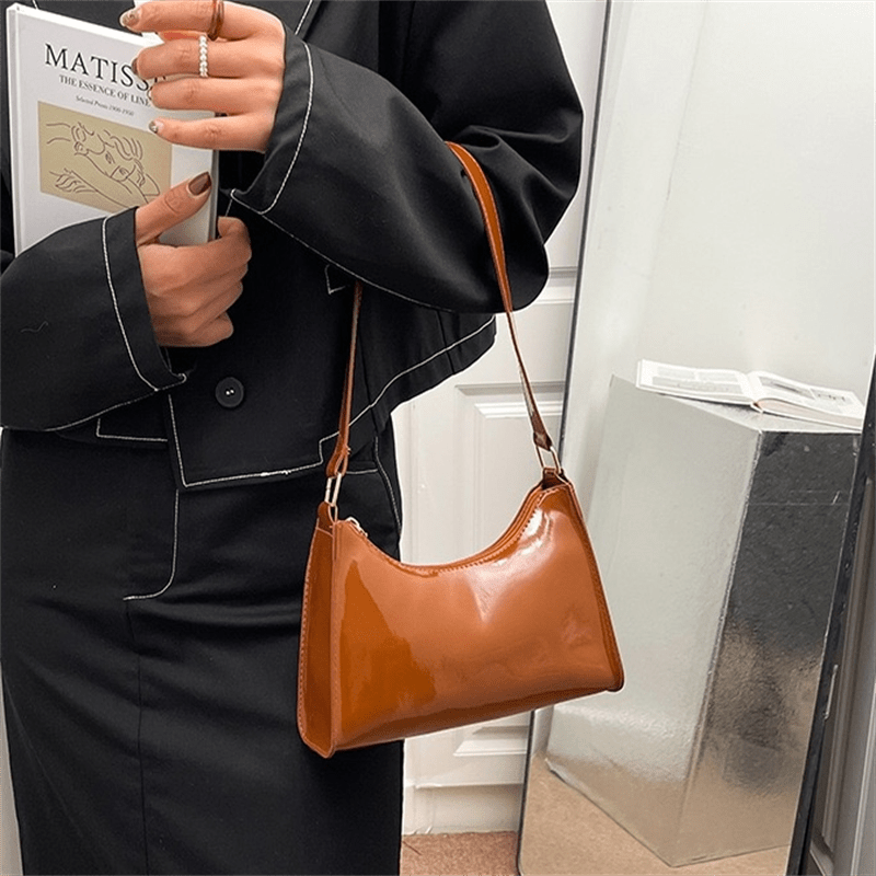 Solid PU Leather Underarm Bag for Women