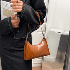 Solid PU Leather Underarm Bag for Women