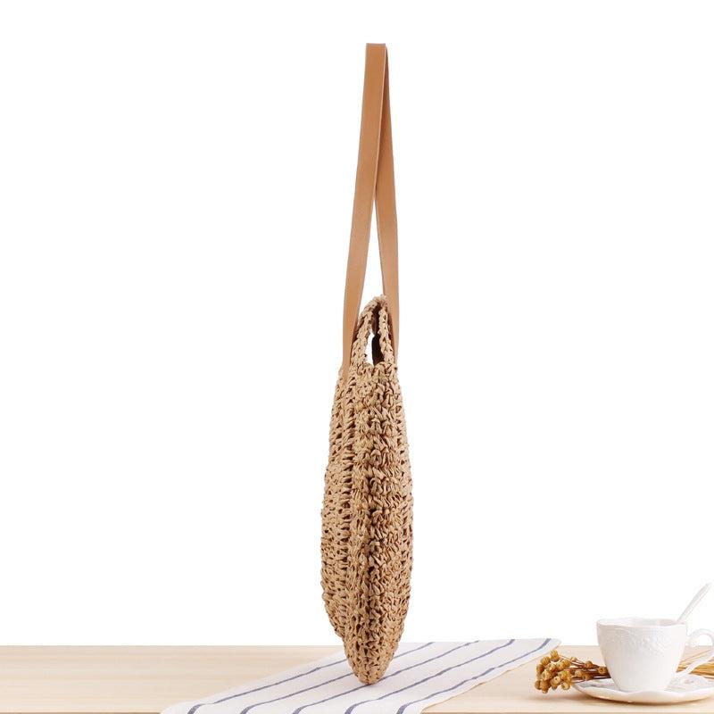 Straw Woven Summer Tote Bag Large Capacity Beach Shoulder Bag Women's Casual