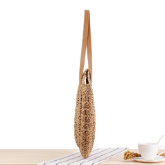 Straw Woven Summer Tote Bag Large Capacity Beach Shoulder Bag Women's Casual