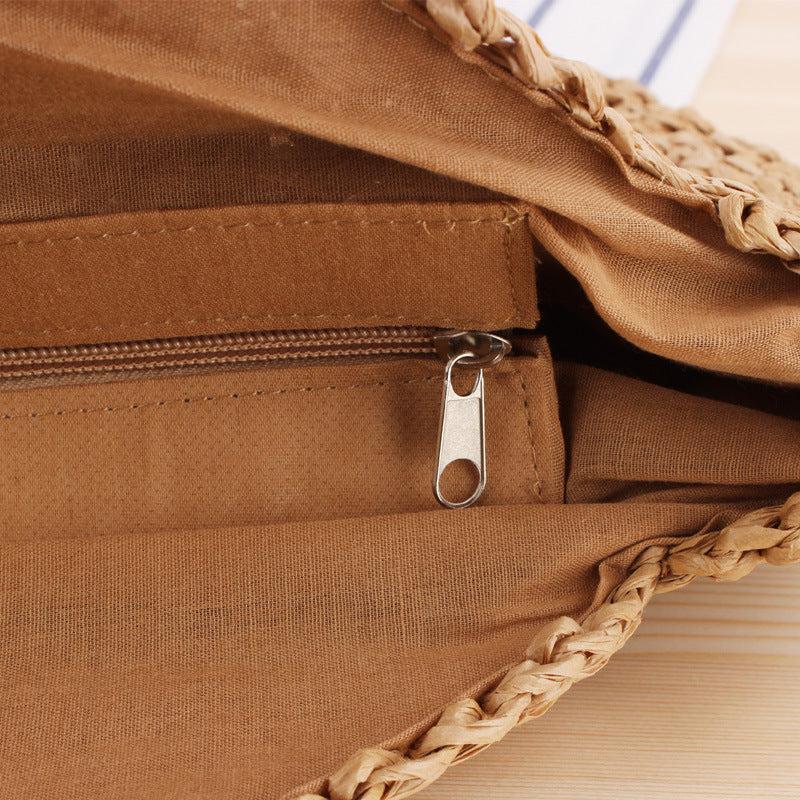 Straw Woven Summer Tote Bag Large Capacity Beach Shoulder Bag Women's Casual