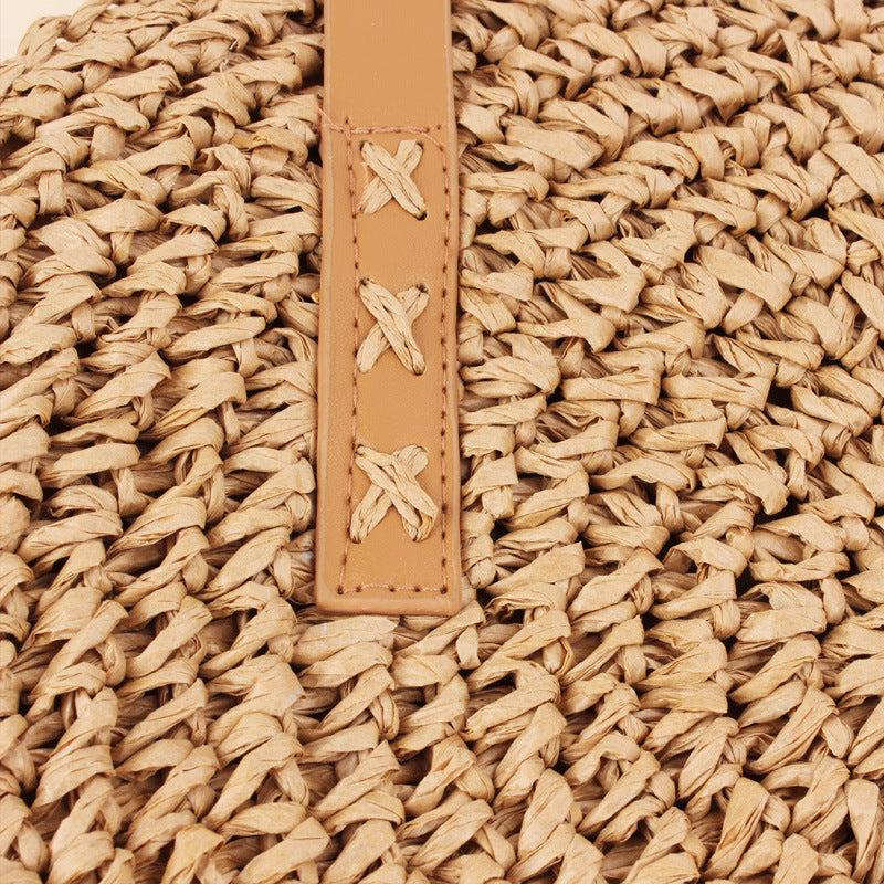 Straw Woven Summer Tote Bag Large Capacity Beach Shoulder Bag Women's Casual