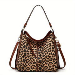 Vintage Cow Pattern Hobo Bag with Clutch Purse
