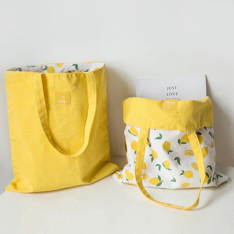 Fruit Pattern Tote Bag Double Sided Canvas Shopping Shoulder Bag
