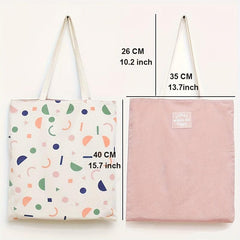 Fruit Pattern Tote Bag Double Sided Canvas Shopping Shoulder Bag