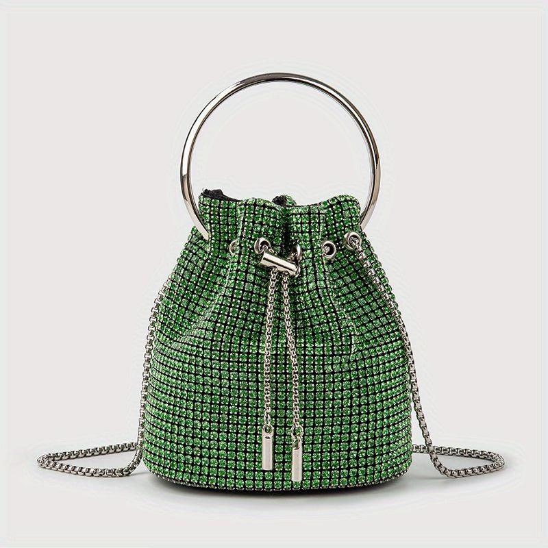 Rhinestone Bucket Bag Glitter Crossbody Mini Clutch Purse