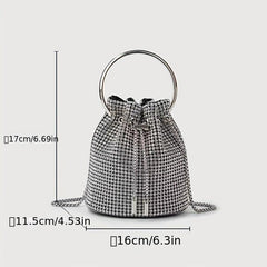Rhinestone Bucket Bag Glitter Crossbody Mini Clutch Purse