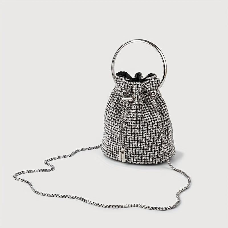 Rhinestone Bucket Bag Glitter Crossbody Mini Clutch Purse
