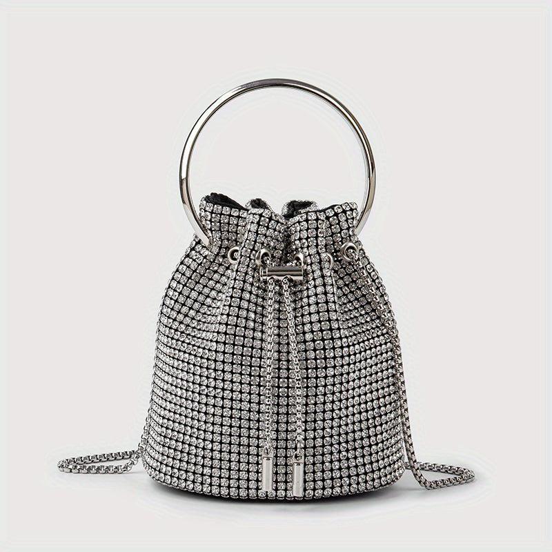 Rhinestone Bucket Bag Glitter Crossbody Mini Clutch Purse