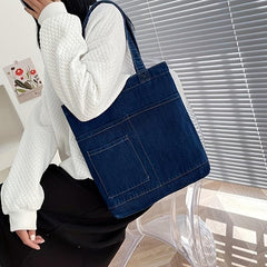 Denim Canvas Shoulder Bag Commuter Handbag Large Capacity Tote Bag