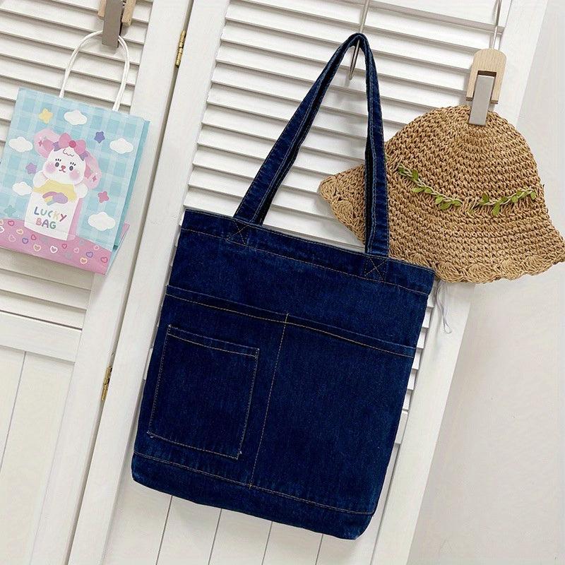 Denim Canvas Shoulder Bag Commuter Handbag Large Capacity Tote Bag