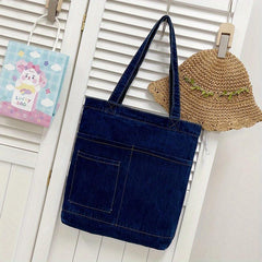 Denim Canvas Shoulder Bag Commuter Handbag Large Capacity Tote Bag