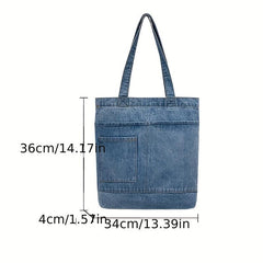 Denim Canvas Shoulder Bag Commuter Handbag Large Capacity Tote Bag