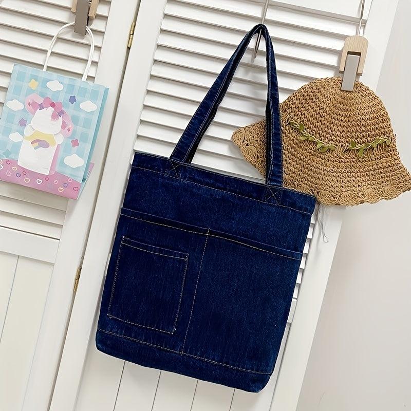 Denim Canvas Shoulder Bag Commuter Handbag Large Capacity Tote Bag