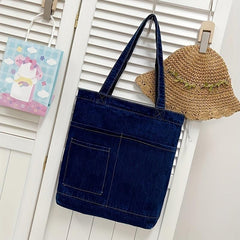Denim Canvas Shoulder Bag Commuter Handbag Large Capacity Tote Bag