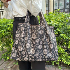 Yellow Bee Print Nylon Tote Bag Reusable Shoulder Bag