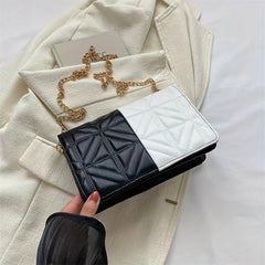 Colorblock Quilted Square Bag Stylish Flap Chain Shoulder Bag
