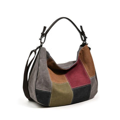 Patchwork Canvas Hobo Bag Crossbody Travel Bag
