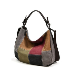 Patchwork Canvas Hobo Bag Crossbody Travel Bag