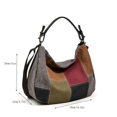 Patchwork Canvas Hobo Bag Crossbody Travel Bag