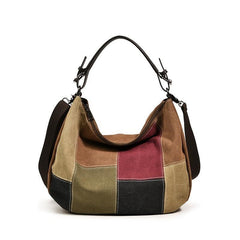 Patchwork Canvas Hobo Bag Crossbody Travel Bag