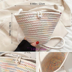 Braided Beach Bag Small Crossbody With Faux Pearl