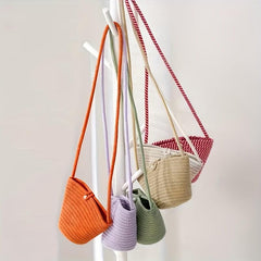 Braided Beach Bag Small Crossbody With Faux Pearl