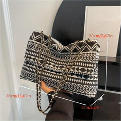 Vintage Ethnic Style Shoulder Bag Retro Canvas Crossbody Bag