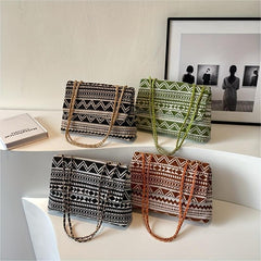 Vintage Ethnic Style Shoulder Bag Retro Canvas Crossbody Bag