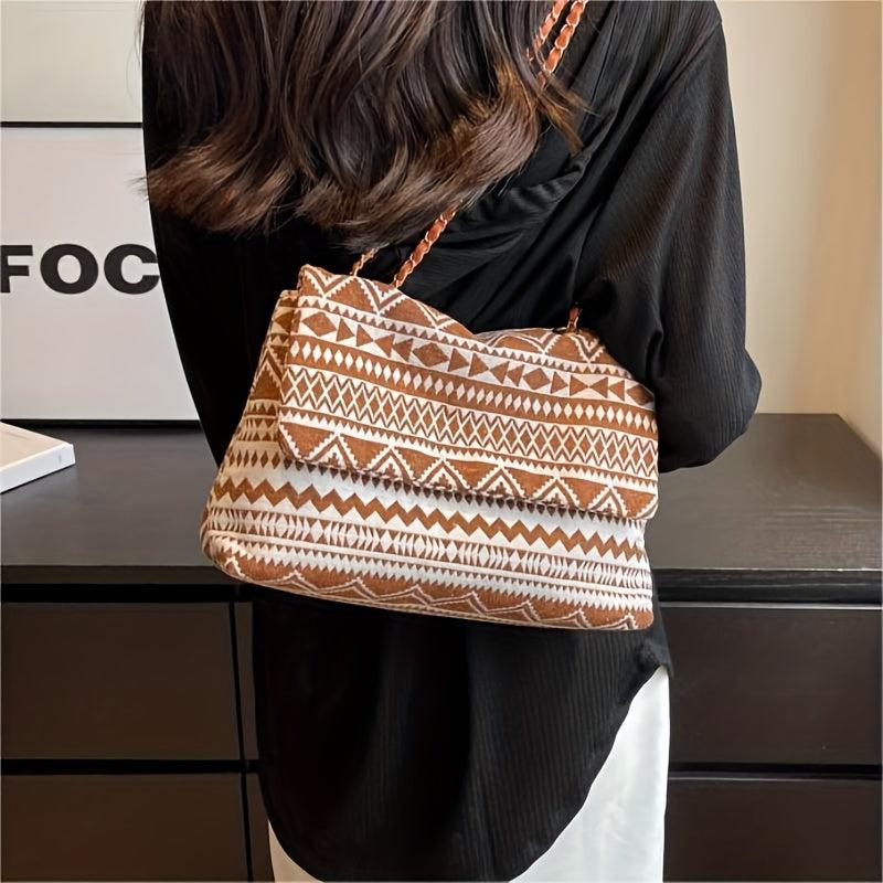 Vintage Ethnic Style Shoulder Bag Retro Canvas Crossbody Bag