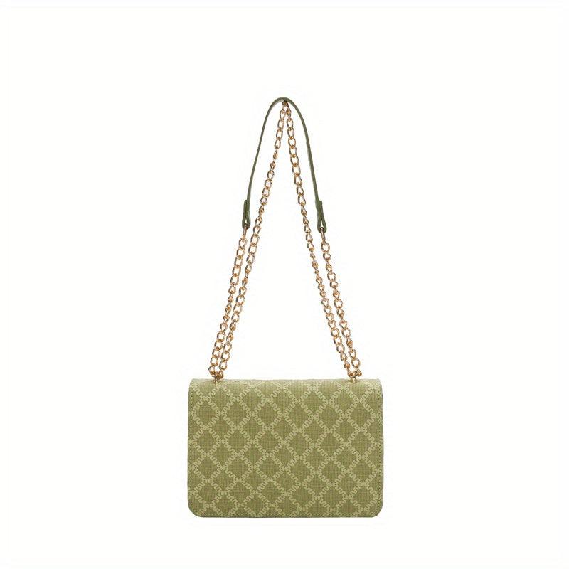 Rhombus Pattern Crossbody Bag Women's Chain Shoulder Bag
