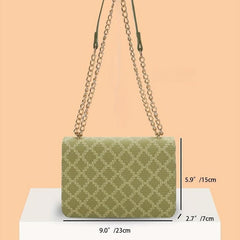 Rhombus Pattern Crossbody Bag Women's Chain Shoulder Bag