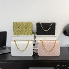 Rhombus Pattern Crossbody Bag Women's Chain Shoulder Bag