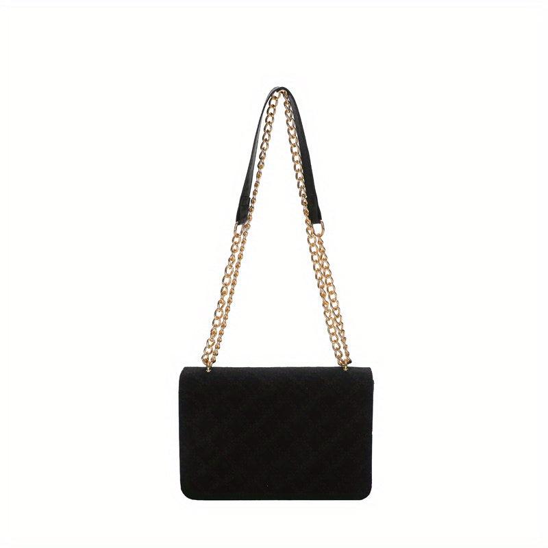 Rhombus Pattern Crossbody Bag Women's Chain Shoulder Bag