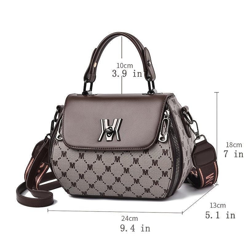 Stylish Turn Lock Top Handle Purse