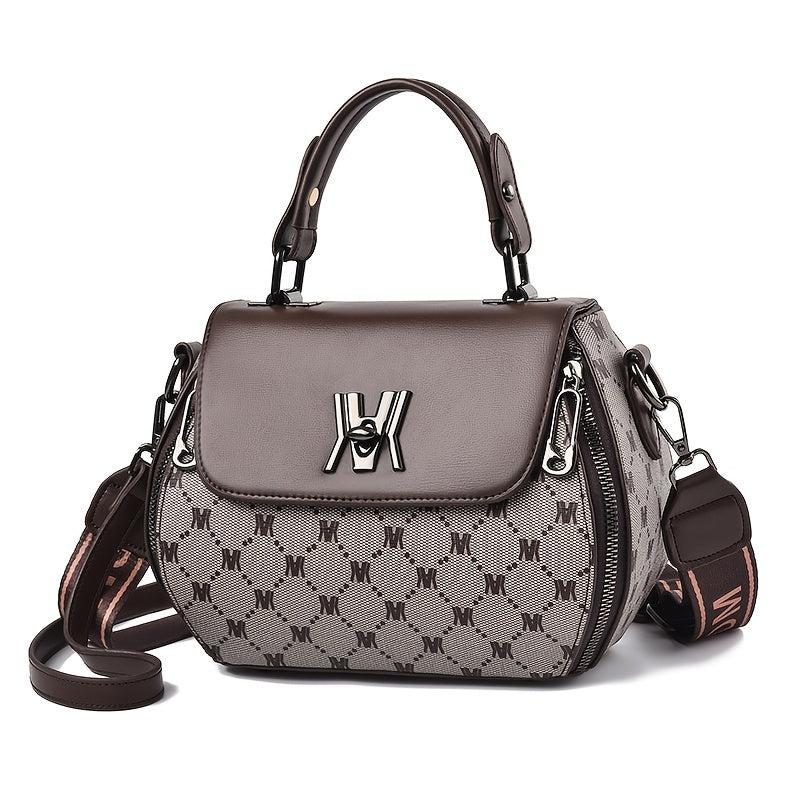 Stylish Turn Lock Top Handle Purse