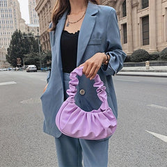 Pleated Cloud Underarm Bag PU Leather Purse