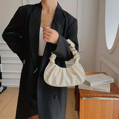Pleated Cloud Underarm Bag PU Leather Purse