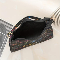 Geometric Pattern Crescent Shoulder Bag PU Leather Underarm Bag Women's Stylish